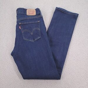 LEVIS Jeans Size 6 Classic Straight Mid Rise Dark Wash Stretch Denim 28x29